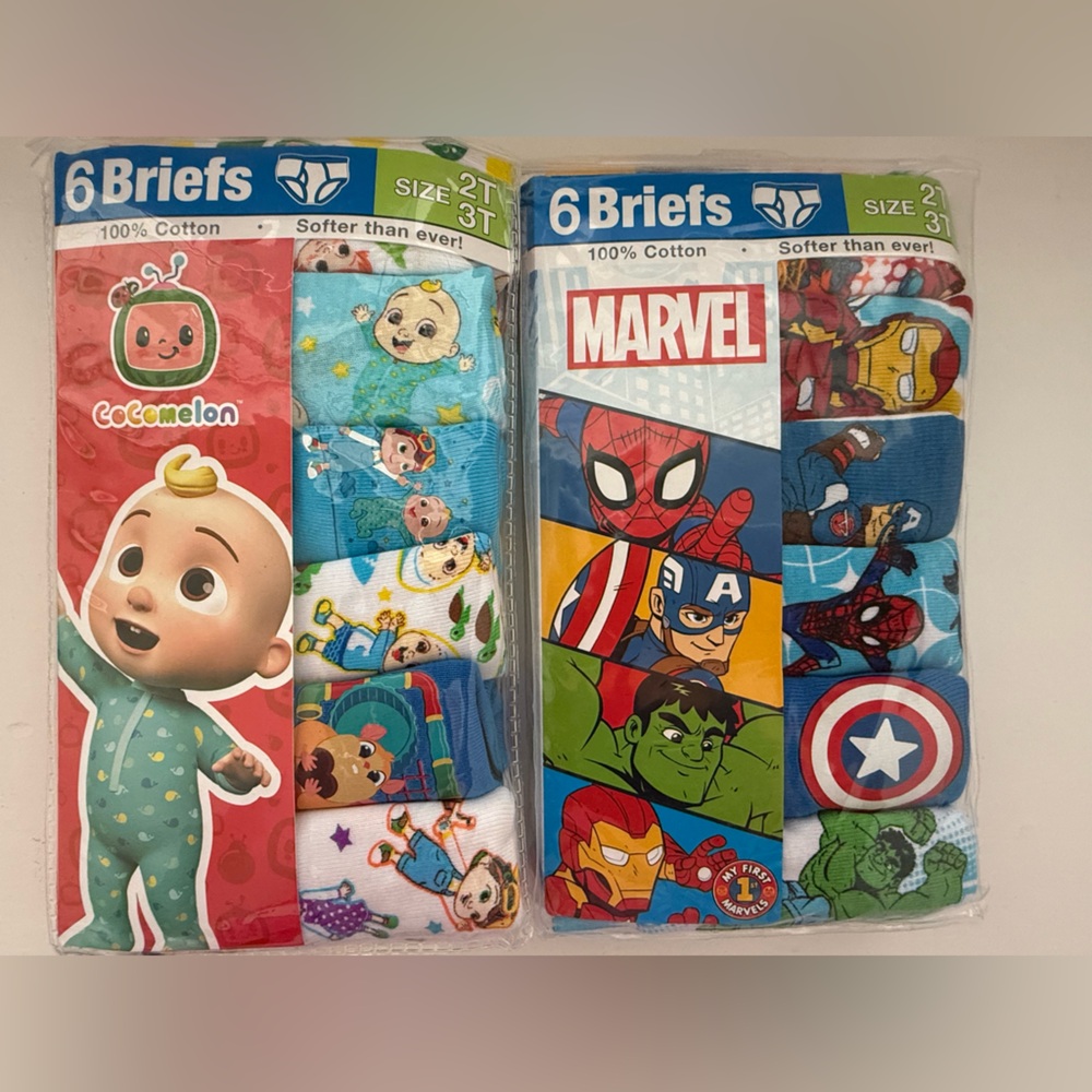 NWT Marvel - Cocomelon  toddler Kids Briefs Set